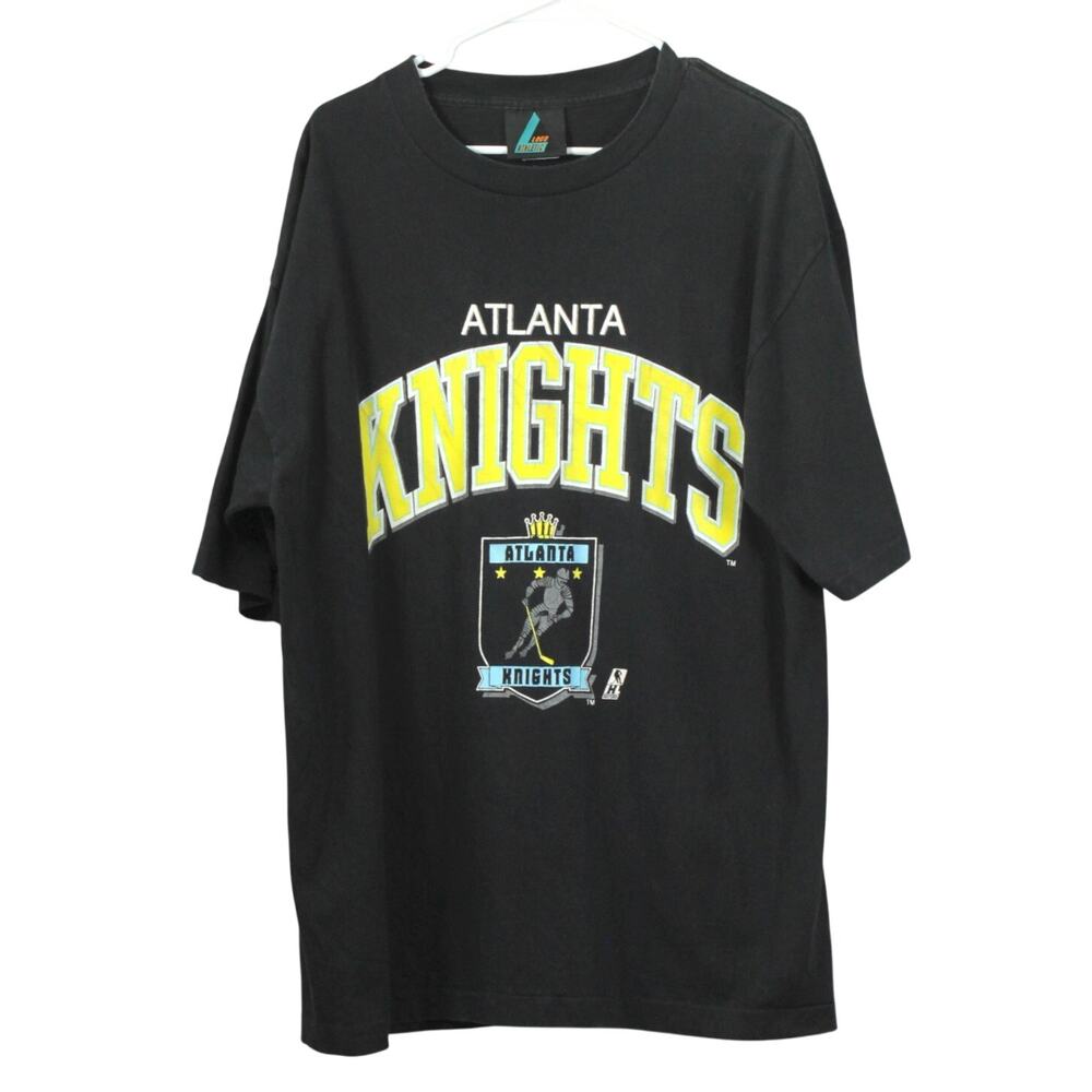 Vintage 90s Atlanta Knights Black T-Shirt Hockey Sports Large Single Stitch IHL